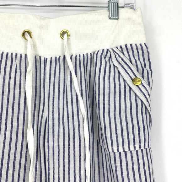 Guess Pull On Wide Leg Pants Womens Size Small Blue White Striped 100% Linen - Picture 4 of 8